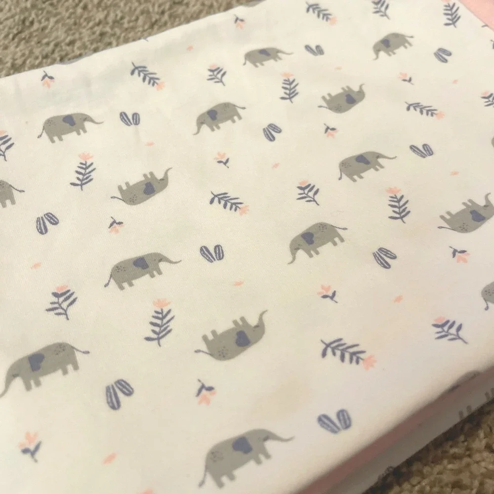 Carters Just One You Pink White Elephant Cotton Baby Receiving Blanket Flower‎
